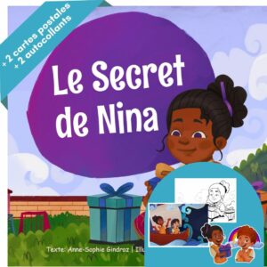 Le Secret de Nina, deux cartes postales et deux autocollants